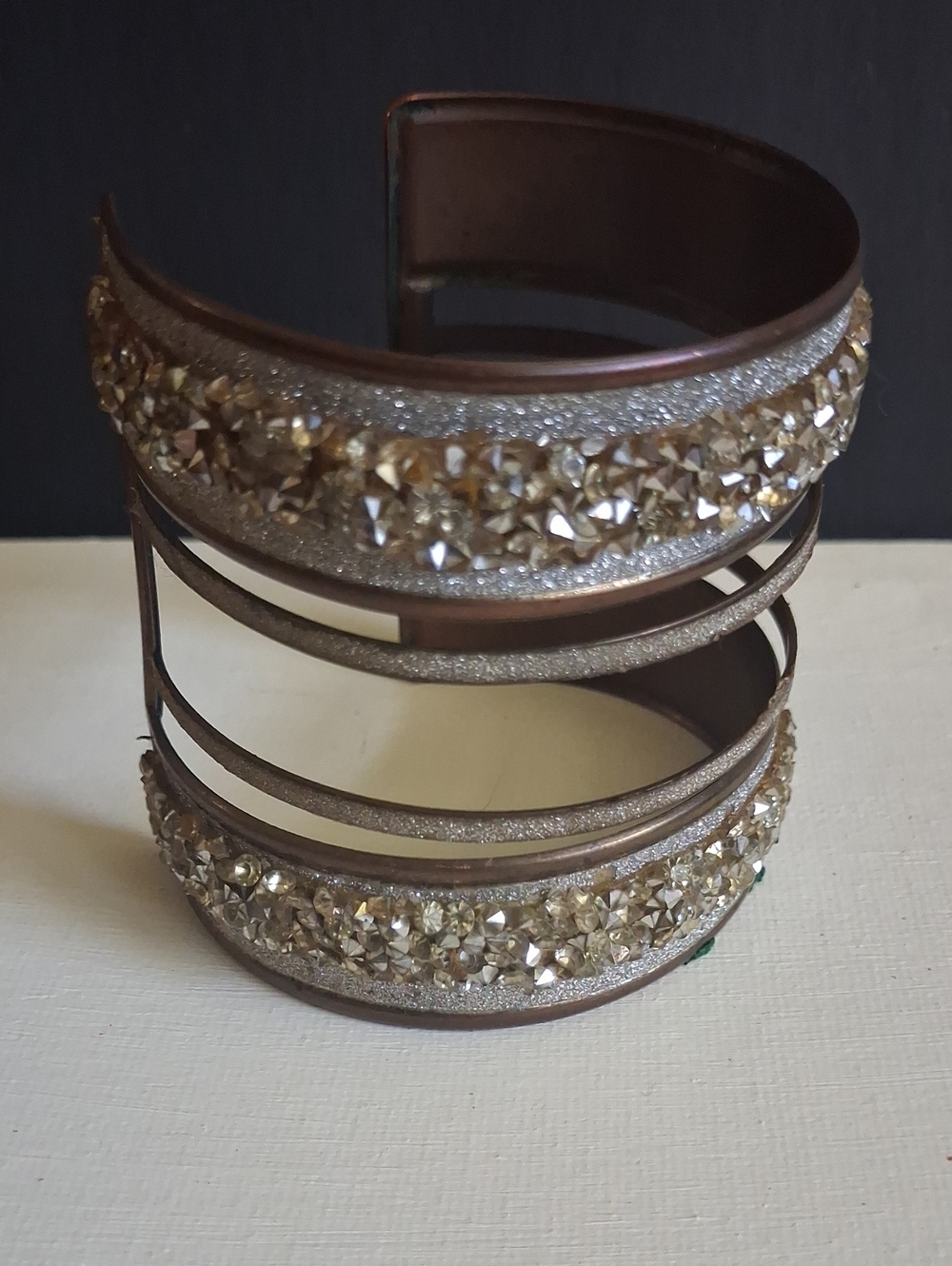 Crystal-Embellished Gold Tone Cuff Bracelet